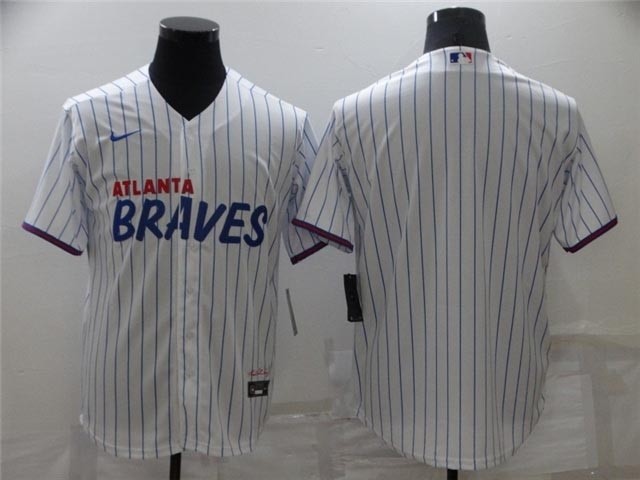 Atlanta Braves White Pinstripe Cool Base Team Jersey