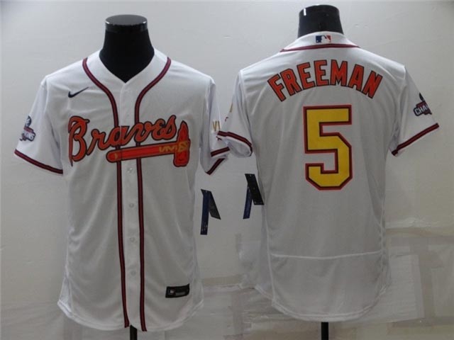 Atlanta Braves #5 Freddie Freeman White 2022 Gold Program Flex Base Jersey