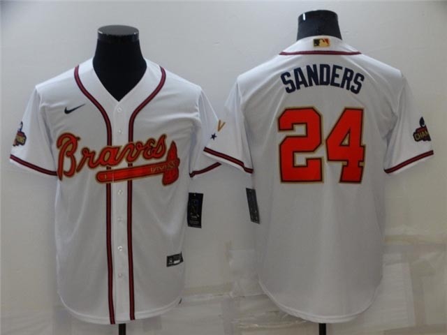 Atlanta Braves #24 Deion Sanders White 2022 Gold Program Cool Base Jersey