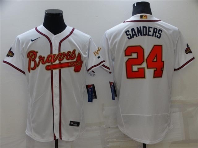 Atlanta Braves #24 Deion Sanders White 2022 Gold Program Flex Base Jersey