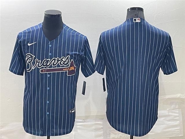 Atlanta Braves Blank Blue Pinstripe Cool Base Team Jersey