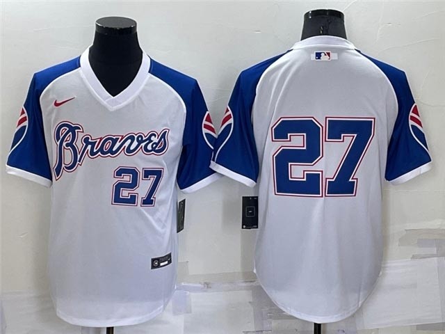 Atlanta Braves #27 Austin Riley Vintage White Jersey