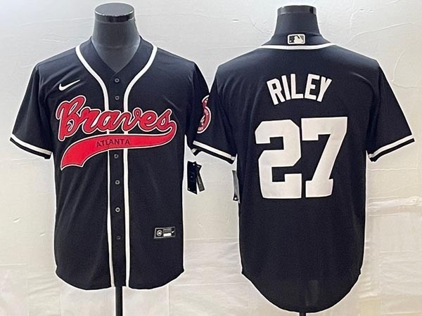 Men's Atlanta Braves #27 Austin Riley Black Cool Base Stitched Baseball Jersey