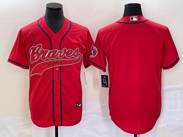 Men's Atlanta Braves Blank Red Cool Base With Patch Stitched Baseball Jersey