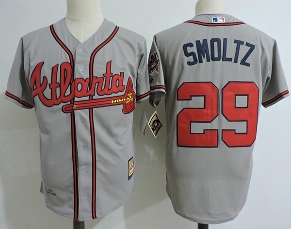 Men's Throwback Atlanta Braves #29 John Smoltz Grey Jersey