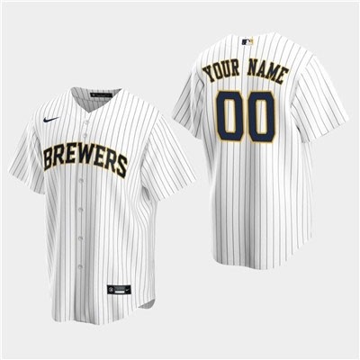 Men's Milwaukee Brewers Custom White Alternate Cool Base Jersey(Name and number remark in comment column)