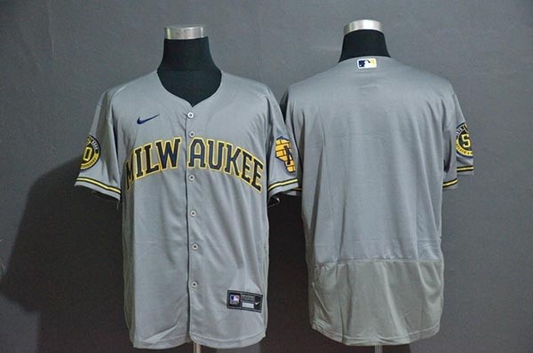 MLB Milwaukee Brewers Blank Grey 2020 Nike Flexbase Jersey