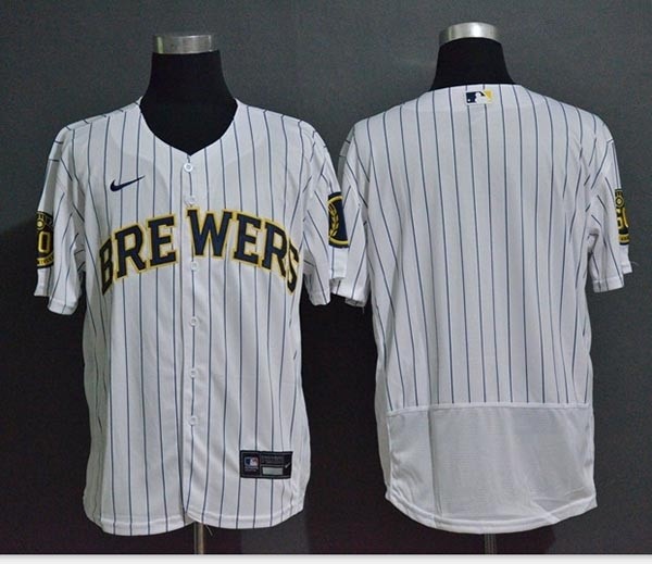 MLB Milwaukee Brewers Blank White Stripe 2020 Nike Flexbase Jersey