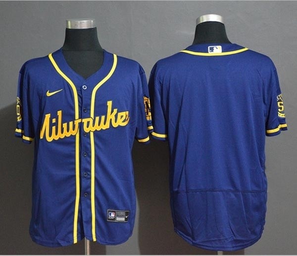 MLB Milwaukee Brewers Blank Royal Blue 2020 Nike Flexbase Jersey