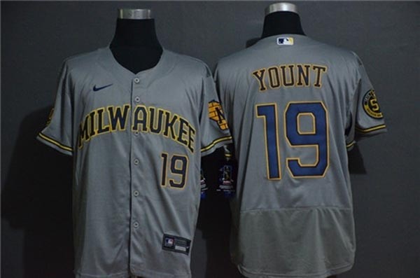 MLB Milwaukee Brewers #19 Robin Yount Grey 2020 Nike Flexbase Jersey