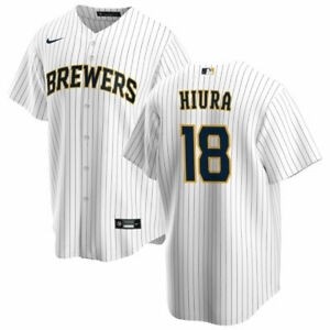 Men's Milwaukee Brewers #18 Keston Hiura Nike White Home 2020 Coolbase Jersey