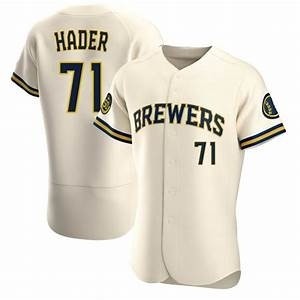 Men's Milwaukee Brewers #71 Josh Hader Nike Cream Home 2020 Authentic Flexbase MLB Jersey