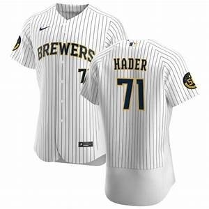 Men's Milwaukee Brewers #71 Josh Hader Nike White Home 2020 Authentic Player MLB Jersey