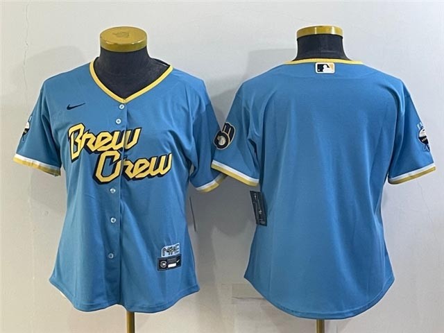 Women's Milwaukee Brewers Blank Powder Blue 2022 City Connect Cool Base Team Jersey