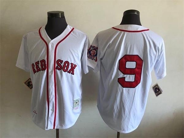 Men's Boston Red Sox #9 Ted Williams Throwback White Jersey