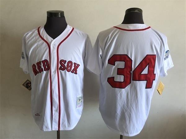 Men's Boston Red Sox #34 David Ortiz 2004 Throwback White Jersey