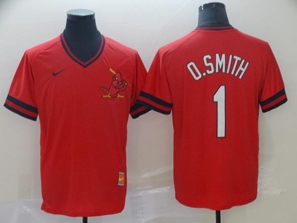 MLB St.Louis Cardinals #1 Ozzie Smith Red Nike Throwback Jersey