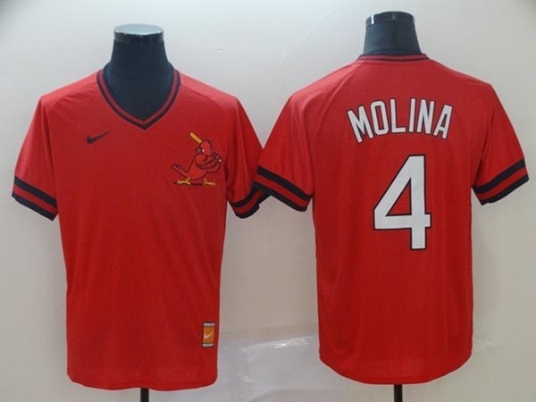 MLB St.Louis Cardinals #4 Yadier Molina Red Nike Throwback Jersey