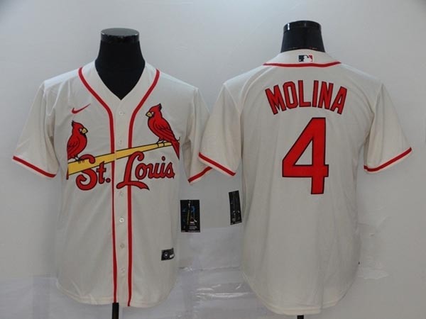 MLB St.Louis Cardinals #4 Yadier Molina Cream 2020 Nike Cool Base Jersey