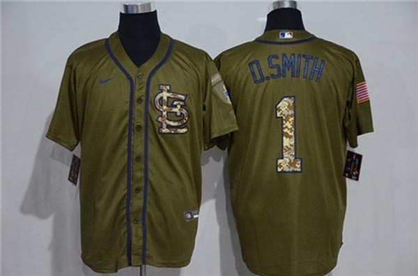 MLB St.Louis Cardinals #1 Ozzie Smith Olive 2020 Nike Cool Base Jersey