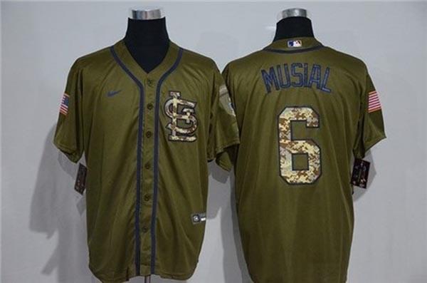 MLB St.Louis Cardinals #6 Stan Musial Olive 2020 Nike Cool Base Jersey