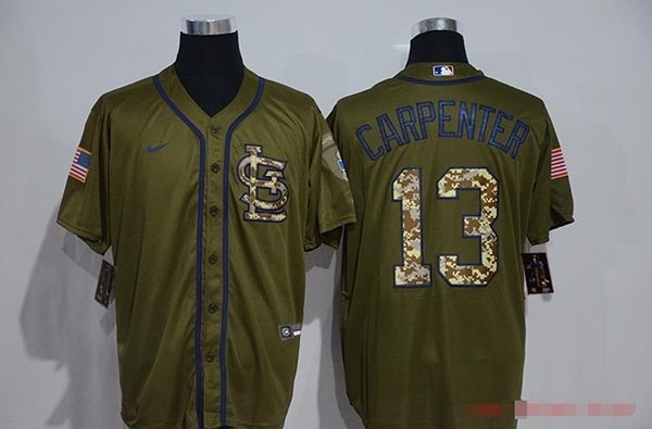 MLB St.Louis Cardinals #13 Matt Carpenter Olive 2020 Nike Cool Base Jersey