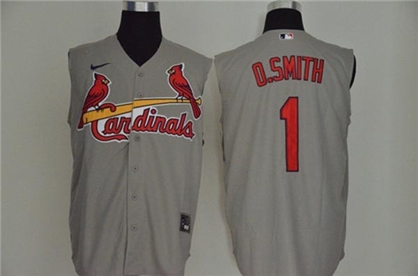 MLB St.Louis Cardinals #1 Ozzie Smith Gray Nike Cool Base Sleeveless Jersey