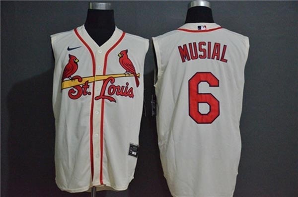 MLB St.Louis Cardinals #6 Stan Musial Cream Nike Cool Base Sleeveless Jersey