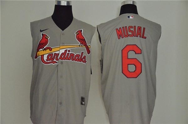 MLB St.Louis Cardinals #6 Stan Musial Gray Nike Cool Base Sleeveless Jersey