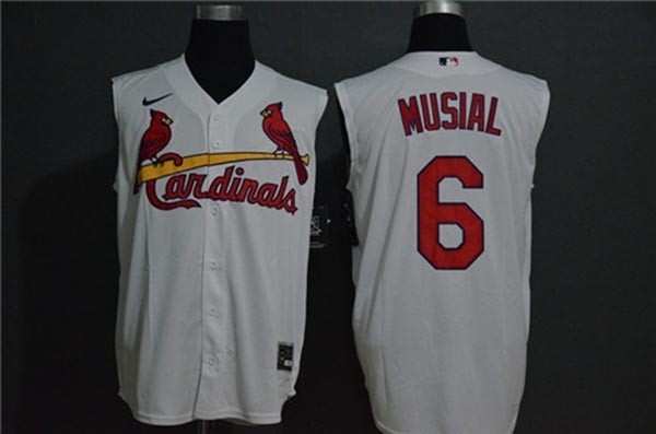 MLB St.Louis Cardinals #6 Stan Musial White Nike Cool Base Sleeveless Jersey