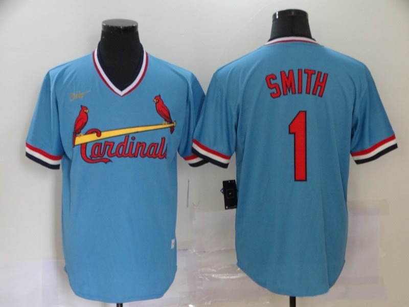 MLB St.Louis Cardinals #1 Ozzie Smith Light Blue Nike Throwback Jersey