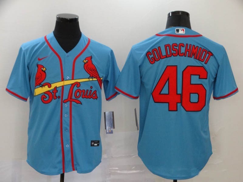 MLB St.Louis Cardinals #46 Paul Goldschmidt Light Blue Nike Cool Base Jersey