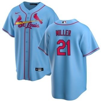 Men's St. Louis Cardinals #21 Andrew Miller Nike Light Blue Alternate 2020 Coolbase Jersey