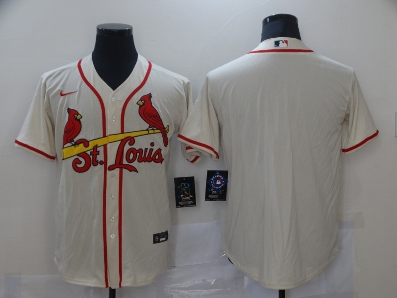 Men's St. Louis Cardinals Cream Stitched MLB Blank Cool Base Nike Jersey