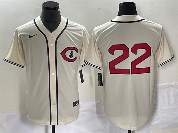 Men's Chicago Cubs #22 Jason Heyward 2022 Cream Field Of Dreams Cool Base Stitched Baseball Jersey