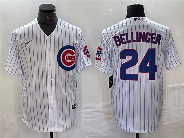 Men's Chicago Cubs #24 Cody Bellinger White Cool Base Jersey