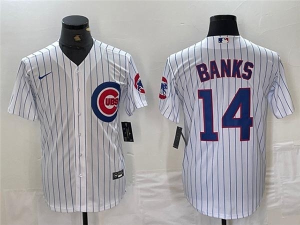 Men's Chicago Cubs #14 Ernie Banks White Coolbase Jersey