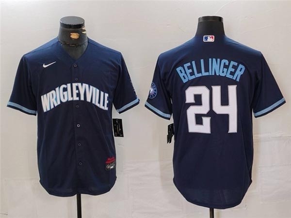 Men's Chicago Cubs #24 Cody Bellinger Navy City Connect Limited Jersey