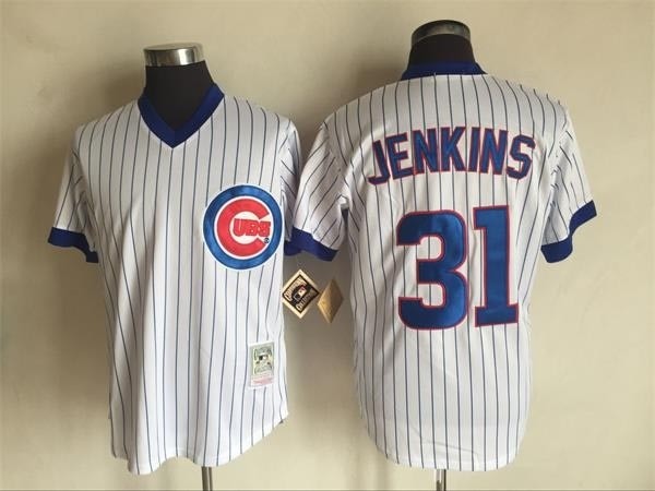 Men's Chicago Cubs #31 Fergie Jenkins Throwback White Pinstripe Pullover Jersey