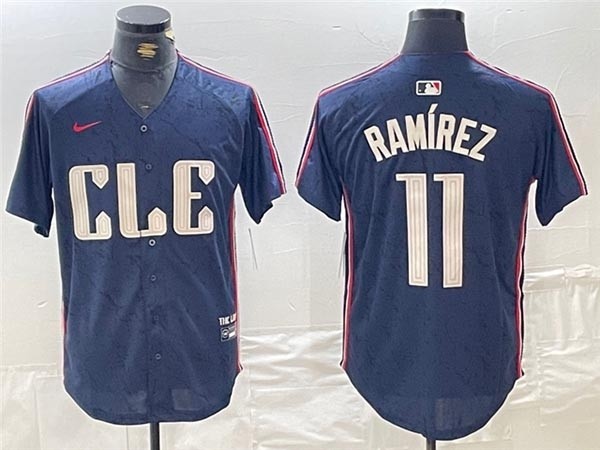 Men's Cleveland Guardians #11 Jose Ramirez Navy 2024 City Connect Limited Jersey