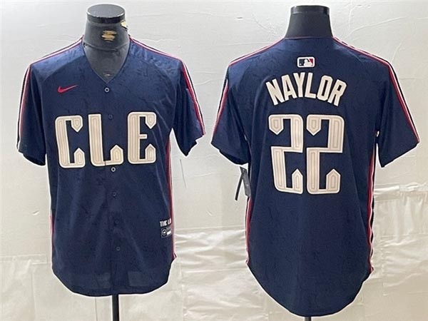 Men's Cleveland Guardians #22 Josh Naylor Navy 2024 City Connect Limited Jersey