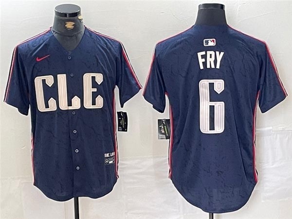 Men's Cleveland Guardians #6 David Fry Navy 2024 City Connect Limited Jersey