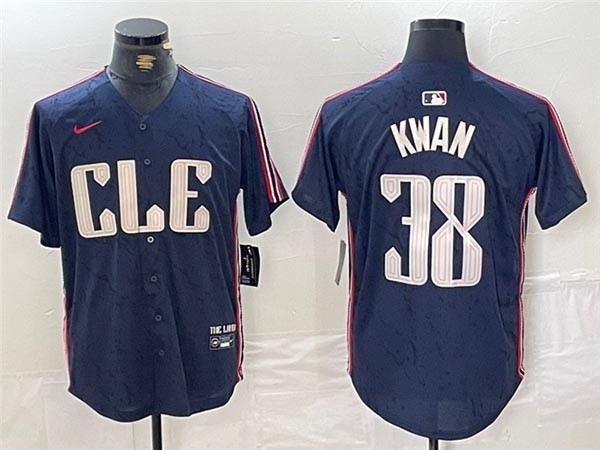 Men's Cleveland Guardians #38 Steven Kwan Navy 2024 City Connect Limited Jersey