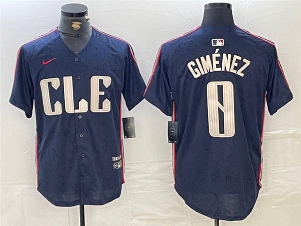 Men's Cleveland Guardians #0 Andres Gimenez Navy 2024 City Connect Limited Jersey