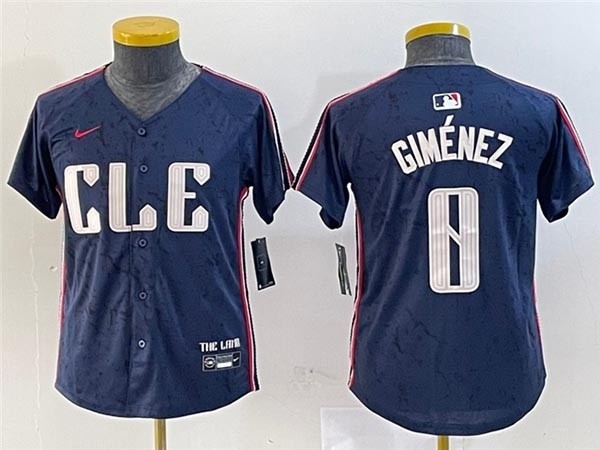 Youth Cleveland Guardians #0 Andres Gimenez Navy 2024 City Connect Limited Jersey