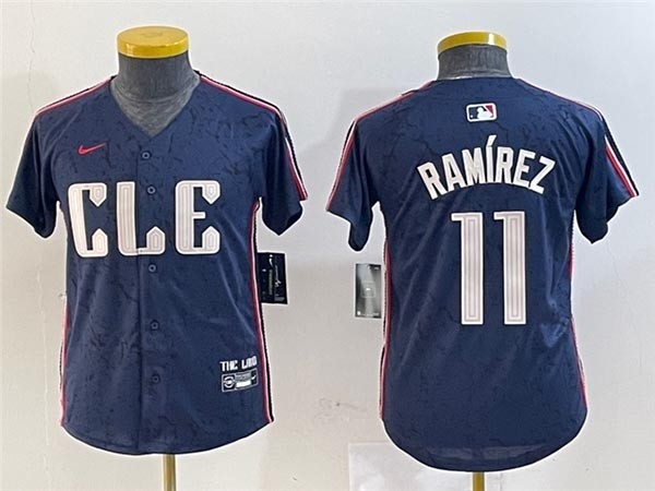 Youth Cleveland Guardians #11 Jose Ramirez Navy 2024 City Connect Limited Jersey