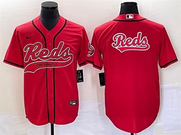 Men's Cincinnati Reds Red Team Big Logo With Patch Cool Base Stitched Baseball Jersey