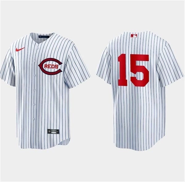 Men's Cincinnati Reds White #15 Nick Senzel Field Of Dreams Cool Base Stitched Baseball Jersey