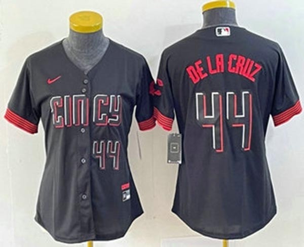 Women's Cincinnati Reds #44 Elly De La Cruz Number Black 2023 City Connect Cool Base Stitched Baseball Jersey