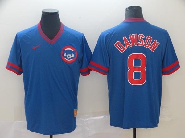 MLB Chicago Cubs #8 Andre Dawson Blue Nike Throwback Jersey